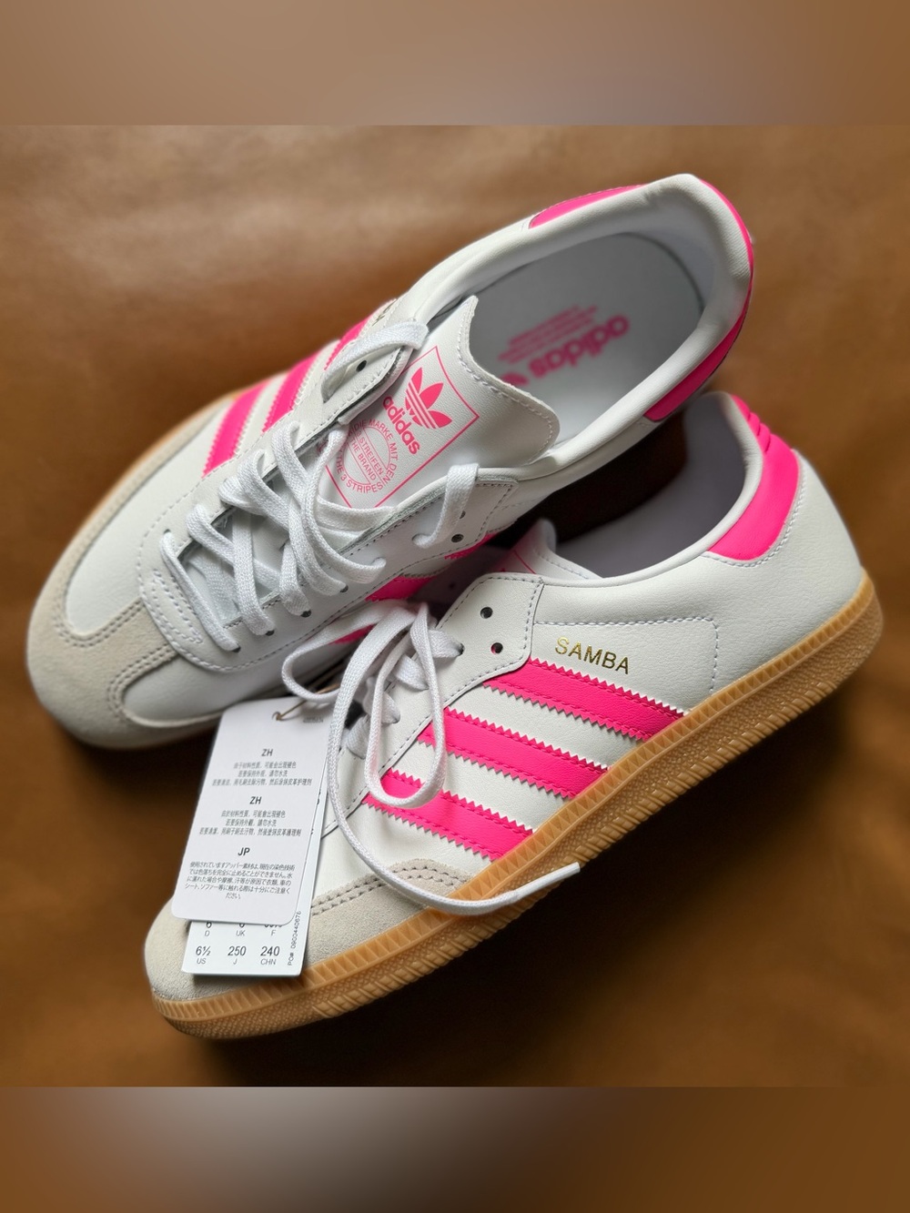 Adidas Samba White & Hot Lucid Pink Sneakers